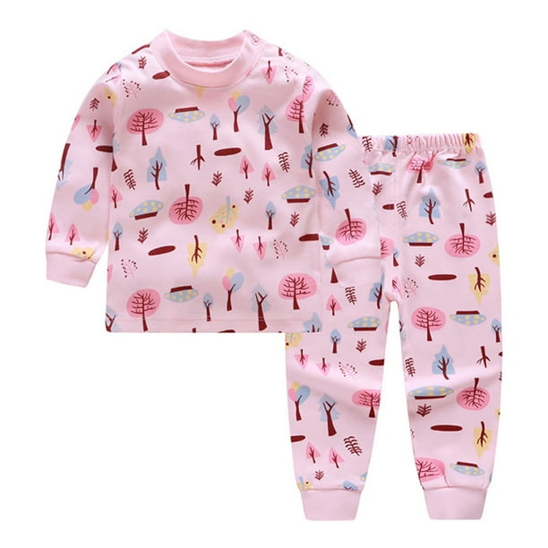 Toddler Baby Boys Girls Long Sleeve Cartoon Tops+Pants Pajamas Sleepwear Outfits